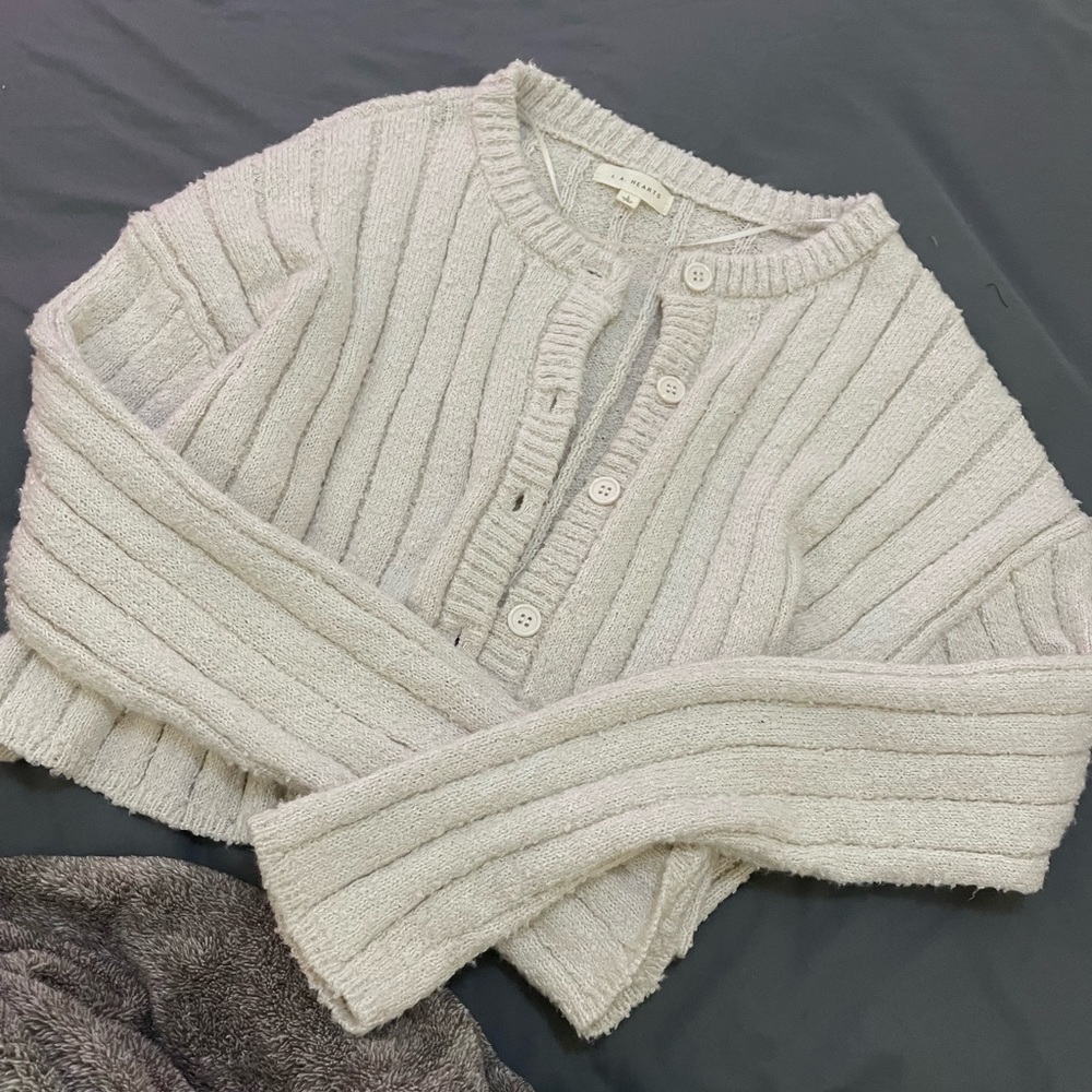 Cropped button up sweater